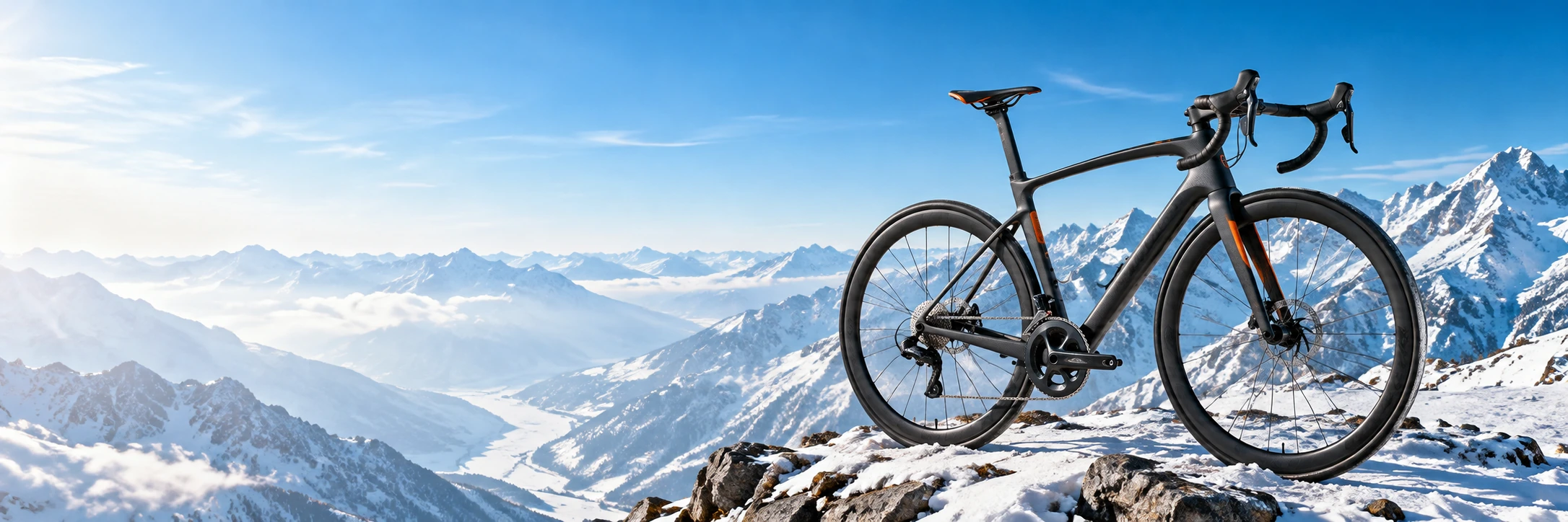 Carbon fiber bicycle in the Alps