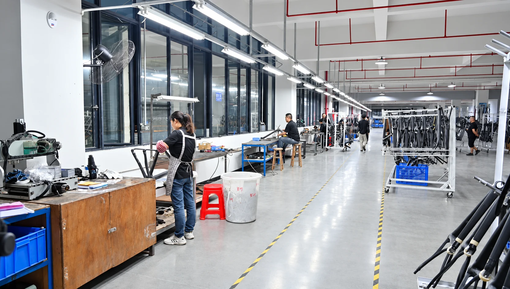 WORKSWELL carbon fiber factory production floor, enhanced photograph